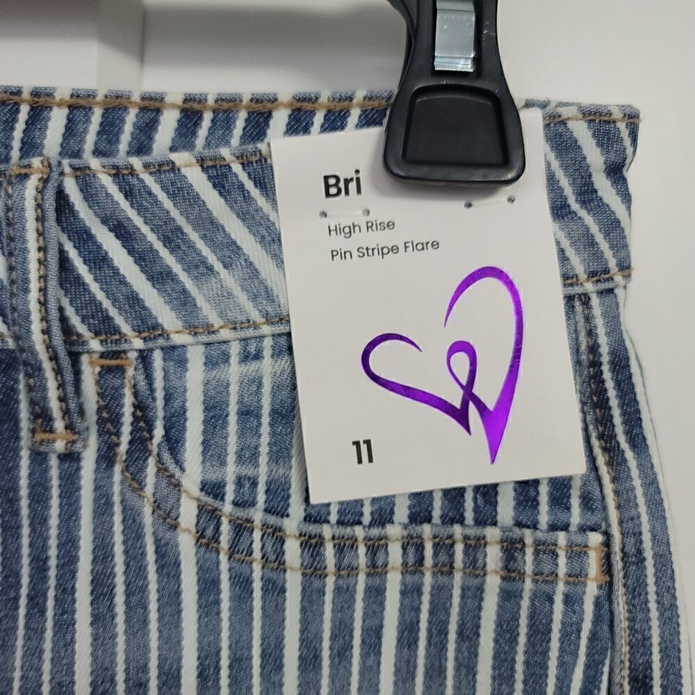 Windsor Bri high-rise pinstripe flare jeans, 11 View 5
